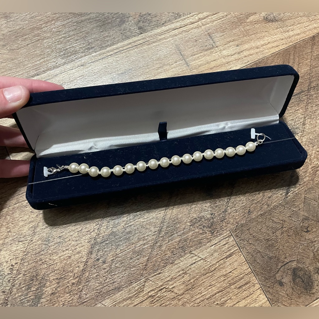 Vintage Rmn Faux Pearl Bracelet With Box Costume Jewelry Fashion Rare White 40$